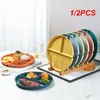 Assiettes 1 / 2pcs Plat divisé en 3 régime réutilisables pour dîner rond Portion de vaisselle de cuisine pour adultes compartiments micro-ondes