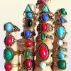 30 pièces ensemble mixte Turquoise femmes filles anneaux Cool anneaux Unique mode or Vintage rétro bijoux 56733227515973
