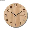 Wandklokken Arabisch Cijfer Ontwerp Ronde Houten Digitale Klok Mode Stille Woonkamer Decor Woondecoratie Horloge Gift338I