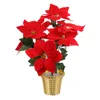 Decorative Flowers Christmas Decoration Outdoor Decorations Xmas Potted Plant Fake Faux Poinsettia Party Adornment Cloth Home Props