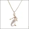 Pendant Necklaces Mermaid Pendants Bohemian Long Chains Enamel Crystal Necklace Beautif Drop Delivery Jewelry Dhybq