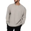 Men's T Shirts Round Neck Tee Spring And Autumn No Hat Strip Sweater Long Sleeve Pullover Solid Color Casual Tops