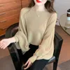 Kadın Sweaters Duofan Tasarım İlham Kükredilmiş Kükürükler Kadın Moda Yarasa Kollu Mizaç Kazak Sonbahar Kış Katı Jumpers Top