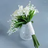 Bröllopsblommor 2023 Bouquet White Calla Lily Pe Waterfall Artificial Bridal Bouquets Women de Mariage