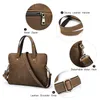 Briefcases CONTACT'S Genuine Leather Men Briefcase Vintage Laptop Handbag Casual Shoulder Bag Large Capacity Messenger for 13''16'' 231205