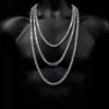 2019 colar de corrente de tênis hip hop com cz pavimentado para homens joias com colar de tênis de corrente longa banhado a ouro branco joias masculinas K5265Q