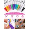 Outros itens 12 cores 3D Nail Art Pens Nail Point Graffiti Dotting Pen Desenho Pintura Liner Brush DIY Nail Art Beauty Adorn Manicure Tools 231204