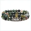 Charm Armband India Agate Stone Bead Braceet 2 PC/Set Charm Yoga Meditation Chakra Braclet Natural Armband Drop Leverans smycken B DH5DN