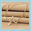 Hänge halsband EKG charm halsband elektrokardiogram kärlek hjärthängen hjärtslag rytm 18k guldplatta ekg smycken halsband för d dhybs