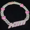 Hip Hop glacé Moissanite passe diamant testeur nom collier pour filles bricolage plaqué or lettre pendentif