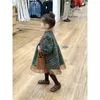 Vestidos da menina do bebê meninas coreano malha camisola saia inverno puff manga velo engrossar floral lado lazer roupas elegantes