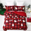 Bedding sets 3 Piece Christmas Duvet Set Red Buffalo Plaid Cover Santa Claus Reindeer Snowflake Pattern Gift 231204
