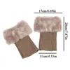 Knee Pads Winter Lady Crochet Knit Faux Fur Trim Boot Socks Toppers Cuffs Knitted Foot Cover Boots Top