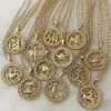 Винтажное золотое ожерелье с двенадцатью созвездиями для женщин, девочек, мужчин, кулон с символом зодиака, подарок, цепочка на ключицы, изящные ювелирные изделия251n