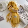 Scarves Luxury Solid Cashmere Blanket Scarf Warm Pashmina Winter Double Side Diffrent Color Shawl Wraps Bufanda with Tassel Echarpe 231205