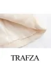 Dwuczęściowa sukienka Trafza Summer Fashion Mała zapachowa elegancka kamizelka Wysoka talia Zipper Boczna torba Surowa Surowa krawędź 2-częściowy zestaw 231205