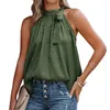 Women's Blouses Shirts Summer Sexy Off Shoulder Halter Lacing Chiffon Elegant Fashion Solid Sleeveless Shirt Pullover Vest Top 231204