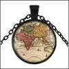 Pendentif Colliers Carte du monde antique Collier fait à la main Explorateur Pirate Trésor Expédition Verre Drop Livraison Bijoux Pendentifs DH8RA