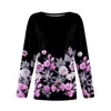 Herrtröjor Kvinnor Top Casual Fashion Print Lång ärm O-Neck Bekväm pullover Överdimensionerad blommor Tshirt Y2K Sweatshirts Kawaii