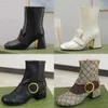 Botas de verão de salto alto Chelsea para designer de couro macio outono inverno salto grosso mulheres sapatos 100 couro real zíper moda fivela de metal bota de tornozelo com caixa n