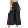 Women's Pants Spring Summer Wide-Leg Chic Solid Wide Full-Length Casual Baggy For Women Flowy Drape Drawstring Waist