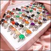 Band Rings Rétro 30pcs / lot naturel gemme pierre bande anneaux plus récent beau style bohême mixte doré siery amoureux charme bijoux mode w dh8yg