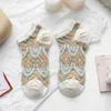 Women Socks Japan Style Frilly Ruffle Summer Cotton Breathable Low Cut Ankle Floral Embroidery Harajuku Kawaii Cute Short