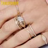 Bröllopsringar 100% 925 Sterling Silver Tjock Twisted Signet Chunky Dome Ring Gold Color Clear CZ PAVED STAACKING BAND RINGS Women Jewelry 231205