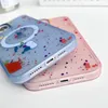 iPhone 15 14 Pro Max Magnetic Phone Case voor Apple 13 12 Plus Samsung Galaxy S22 S23 S24 S24 Ultra graffiti Clear Metal Camera Ring Individuele knop Coque Fundas Back Cover