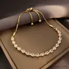 Chain Full of Rhinestones Adjustable Golden Plated Bracelet For Women New Trendy Water Droplet Shape Zircon Bracelet Jewelry Gift R231205