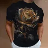 Męskie koszulki T-shirt 3D kwiatowy nadruk krótkie rękawowe Tops Street Casual Rose Shirt Streetwear Overized Tee Men Ubranie