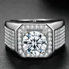 Gesimuleerde Moissanite S925 Zilveren Ring Heren Bruiloft Verloving Vierkante Diamanten Ring Micro Ingelegd Multy Diamanten Sieraden Gift217b