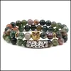 Charm Armband India Agate Stone Bead Braceet 2 PC/Set Charm Yoga Meditation Chakra Braclet Natural Armband Drop Leverans smycken B DH5DN