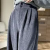 Women's Two Piece Pants Korean Fashion Autumn Winter Wide Leg Clothing Women Streetwear Casual High Waist Corduroy Pleated Pant 231204