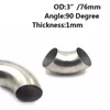 1Pc Stainless Steel 90 Degree Bend 76mm Elbow Exhaust Pipe 3 Inch