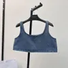 Nya kvinnor denimtankar skörd topp camisole kvinnlig smal korta streetwear lapptäckrör smal tank