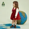 Clothing Sets Amila Children Dress Autumn Bow Knot Vest Flower Bud Warm Corduroy Skirt For Girls Long Sleeves Baby Clothes 231204
