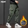 Mens Pants Hiqor Y2K Vintage Baggy Winter Thicken Warm For Fleece Cargo AnkleLength Joggers Harem Oversize Trousers 231204