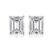 Stud Wong Rain 925 Sterling Argent Taille Émeraude Créé Moissanite Pierres Précieuses Diamants Or Blanc Boucles D'oreilles Fiançailles Fine Jewelry326Z