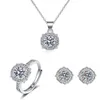 Elegant Lab Diamond Jewelry set 925 Sterling Silver Party Wedding Rings Earrings Necklace For Women Promise Moissanite Jewelry260S