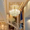 Chandeliers Durahonn Luxury K9 Crystal Chandelier 18 조명 현대 맑은 천장 E12 식당 거실 (18 조명)