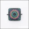 Charms Rainbow Color Square Micro Pave Miedź Zła oko urok do majsterkowania biżuterii