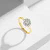 Anéis de casamento certificados mulher anel de flor com moissanite diamante 05ct 5mm noivado puro prata mulheres jóias para presente de menina 231205