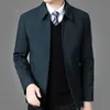 Herrjackor märke Business Men's Jacket Casual Coats Slå ner krage blixtlås enkla medelålders äldre män pappa kläder kontor ytterkläder män 231205