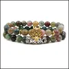 Bracelets de charme Inde Agate Pierre Perle Braceet 2 pièces / ensemble Charme Yoga Méditation Chakra Braclet Bracelet Naturel Drop Livraison Bijoux B Dh5Dn