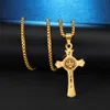 Rostfritt stål Cross Pendant Jesus Gold Plated Cross Halsband Hiphop Mens Cross Halsbandsmycken