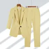 Kvinnors tvådelade byxor 2023 Summer Thin Jacket Blazer Casual Wide Leg Elegant Set Office Outfits Business Clothing 231204