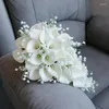 Bröllopsblommor 2023 Bouquet White Calla Lily Pe Waterfall Artificial Bridal Bouquets Women de Mariage