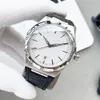 Topp mode automatiska mekaniska självlindande klockor Guld Silver Dial Sapphire Glass 41mm Classic Design Wristwatch Casual Gentlemen Leather Strap Clock 9014