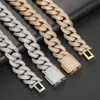 Nuoya 25mm Miami Ice Out Jewelry Bling Zircon Gold Plated Thick Cuban Link Chain Halsband